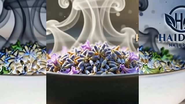Dried lavender with smoke curling above it